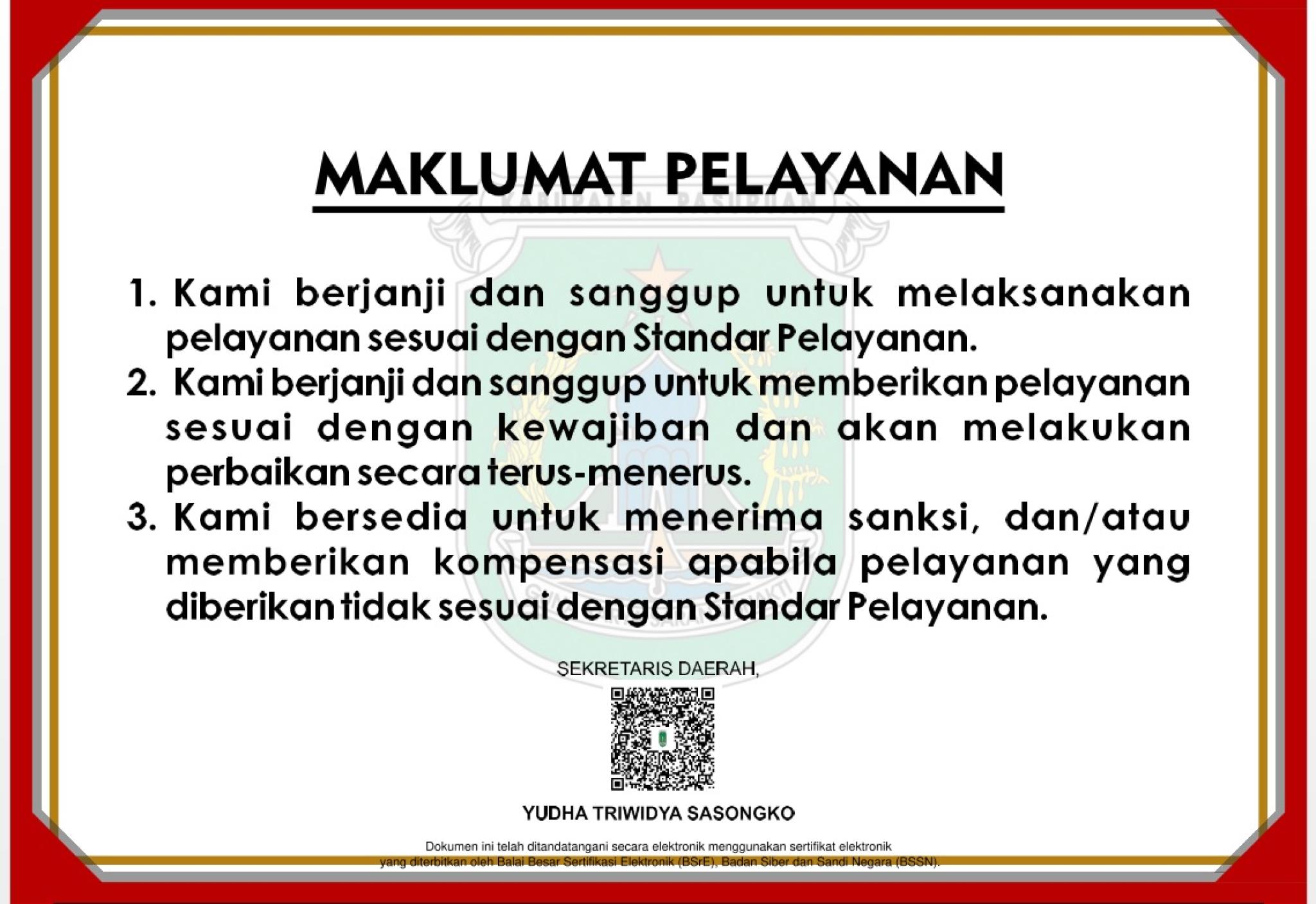 MAKLUMAT PELAYANAN DI BAGIAN KESEJAHTERAAN RAKYAT
